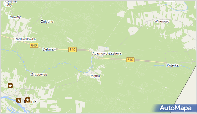 mapa Adamowo gmina Mielnik, Adamowo gmina Mielnik na mapie Targeo