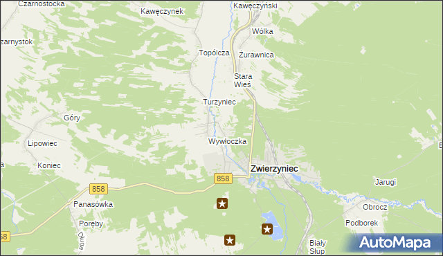 mapa Bagno gmina Zwierzyniec, Bagno gmina Zwierzyniec na mapie Targeo