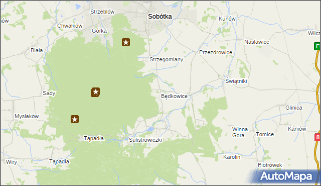 mapa Będkowice gmina Sobótka, Będkowice gmina Sobótka na mapie Targeo