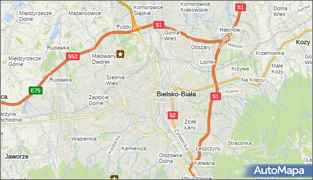 mapa Bielsko-Białej, Bielsko-Biała na mapie Targeo