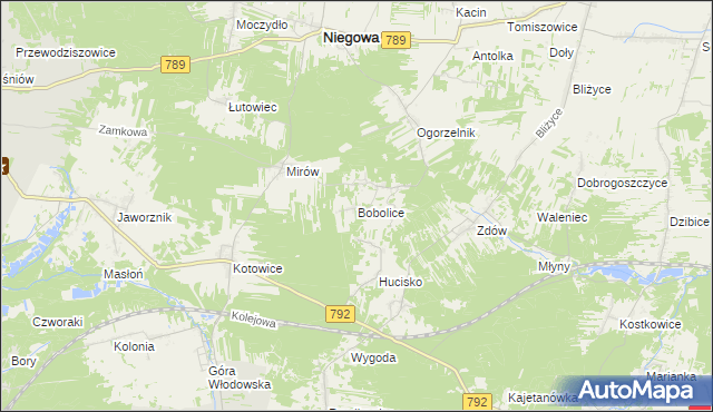 mapa Bobolice gmina Niegowa, Bobolice gmina Niegowa na mapie Targeo