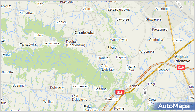 mapa Bóbrka gmina Chorkówka, Bóbrka gmina Chorkówka na mapie Targeo