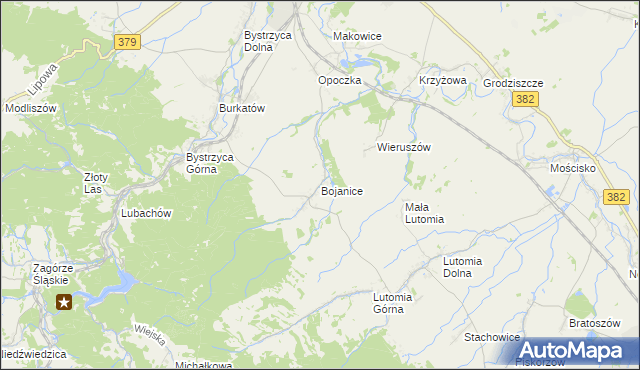 mapa Bojanice gmina Świdnica, Bojanice gmina Świdnica na mapie Targeo