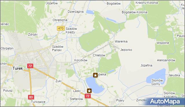 mapa Chlebów gmina Turek, Chlebów gmina Turek na mapie Targeo
