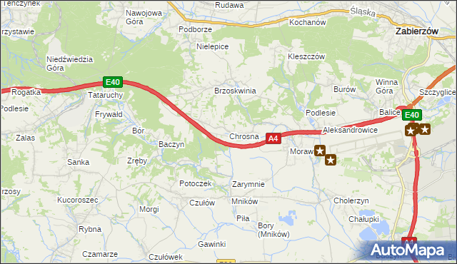 mapa Chrosna gmina Liszki, Chrosna gmina Liszki na mapie Targeo