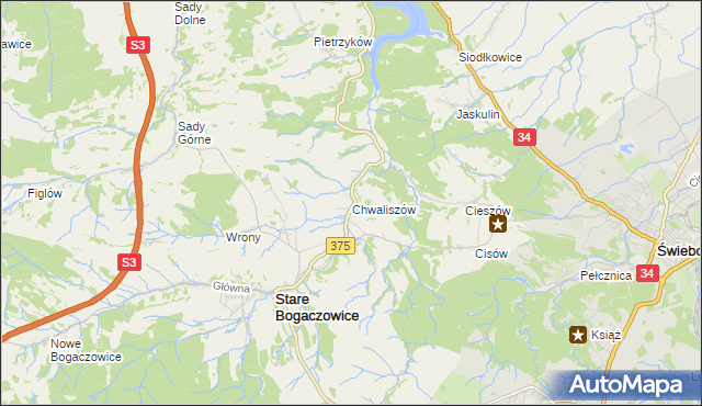 mapa Chwaliszów, Chwaliszów na mapie Targeo