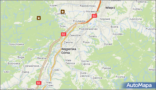 mapa Cięcina, Cięcina na mapie Targeo