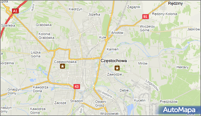 mapa Częstochowy, Częstochowa na mapie Targeo