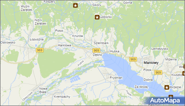 mapa Dębno gmina Nowy Targ, Dębno gmina Nowy Targ na mapie Targeo