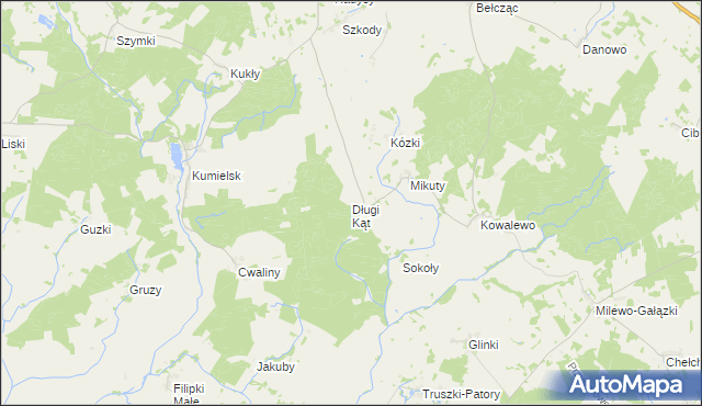 mapa Długi Kąt gmina Biała Piska, Długi Kąt gmina Biała Piska na mapie Targeo