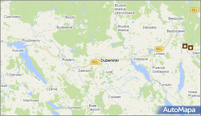 mapa Dubeninki, Dubeninki na mapie Targeo