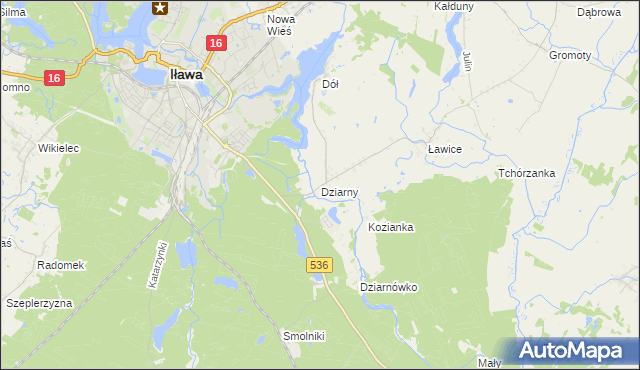 mapa Dziarny, Dziarny na mapie Targeo