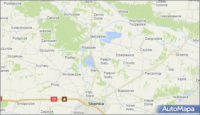 mapa Falęcin Stary, Falęcin Stary na mapie Targeo