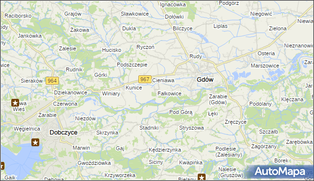 mapa Fałkowice gmina Gdów, Fałkowice gmina Gdów na mapie Targeo