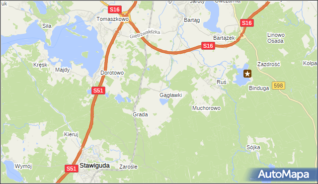 mapa Gągławki, Gągławki na mapie Targeo