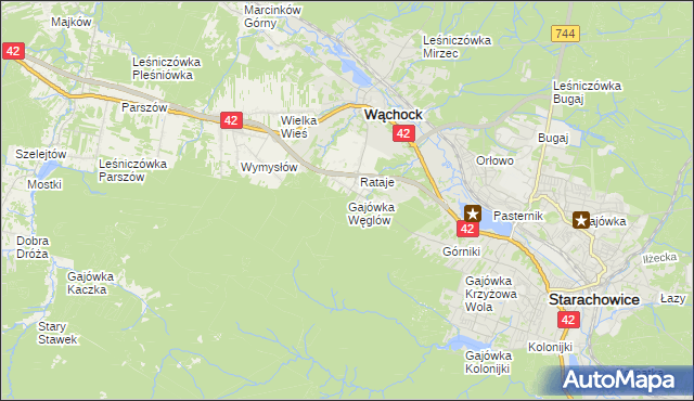 mapa Gajówka Węglów, Gajówka Węglów na mapie Targeo