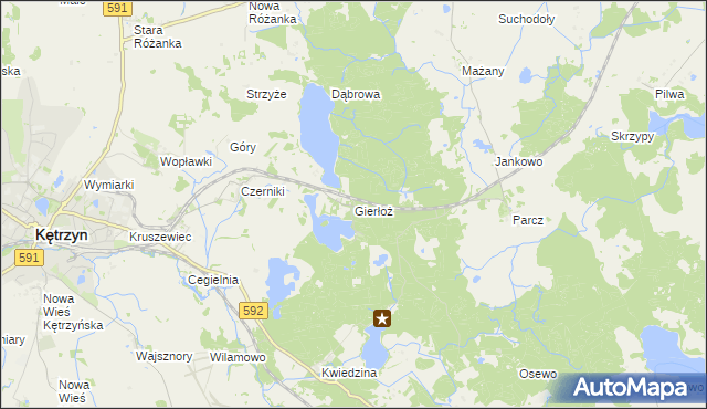 mapa Gierłoż gmina Kętrzyn, Gierłoż gmina Kętrzyn na mapie Targeo