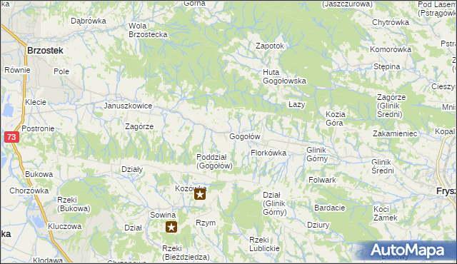 mapa Gogołów gmina Frysztak, Gogołów gmina Frysztak na mapie Targeo