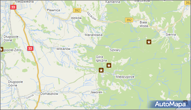 mapa Góra Igliczna, Góra Igliczna na mapie Targeo