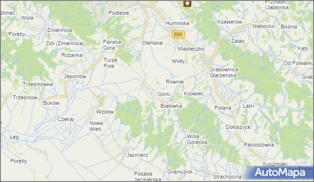 mapa Górki gmina Brzozów, Górki gmina Brzozów na mapie Targeo