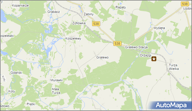 mapa Gralewo gmina Płośnica, Gralewo gmina Płośnica na mapie Targeo