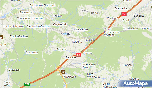 mapa Gruszka gmina Zagnańsk, Gruszka gmina Zagnańsk na mapie Targeo