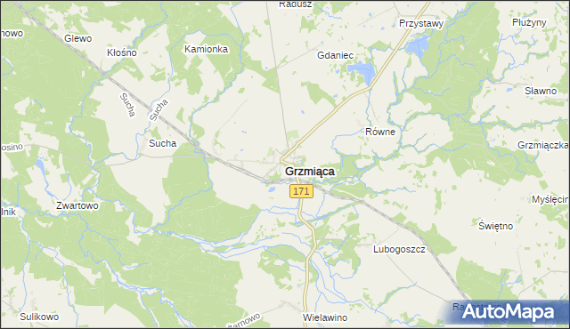 mapa Grzmiąca powiat szczecinecki, Grzmiąca powiat szczecinecki na mapie Targeo