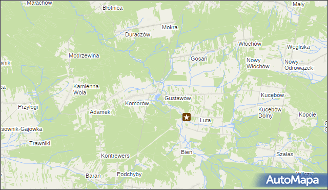 mapa Gustawów gmina Stąporków, Gustawów gmina Stąporków na mapie Targeo