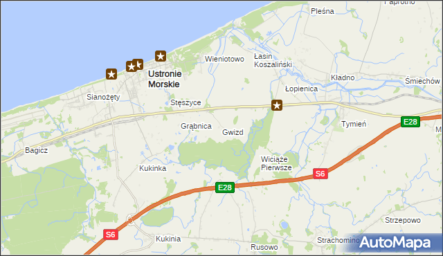 mapa Gwizd, Gwizd na mapie Targeo