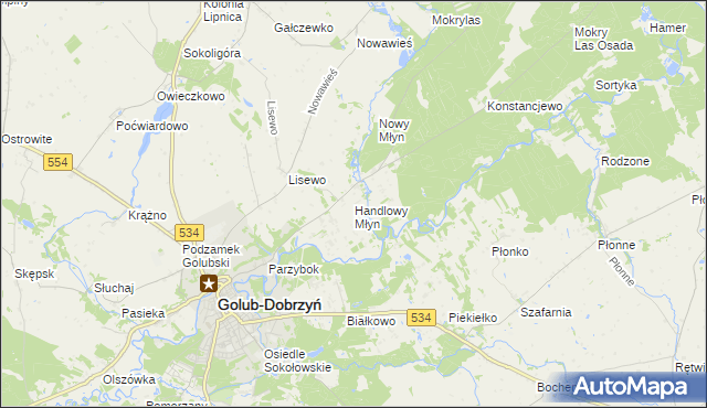 mapa Handlowy Młyn, Handlowy Młyn na mapie Targeo