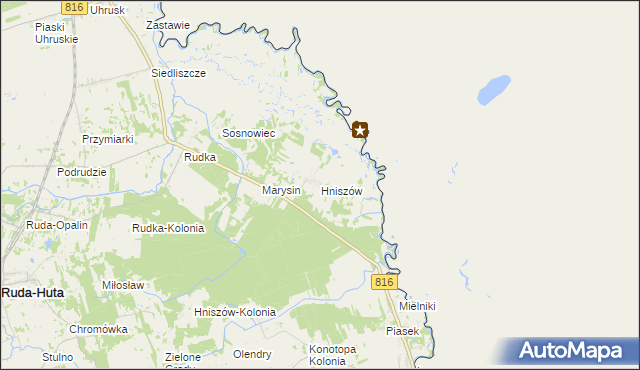 mapa Hniszów, Hniszów na mapie Targeo