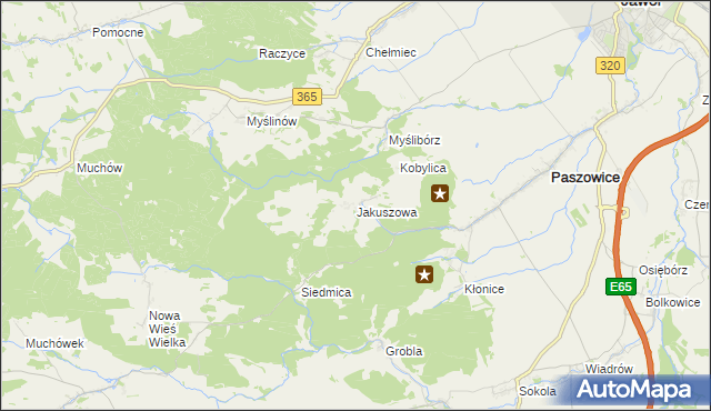 mapa Jakuszowa, Jakuszowa na mapie Targeo