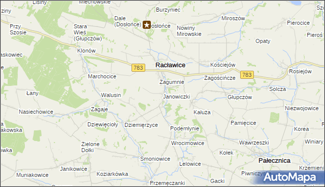 mapa Janowiczki gmina Racławice, Janowiczki gmina Racławice na mapie Targeo