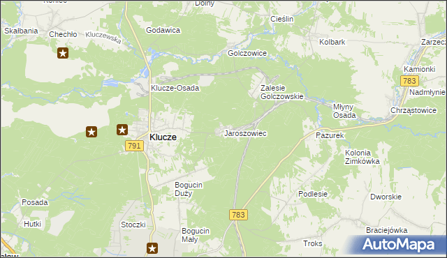 mapa Jaroszowiec, Jaroszowiec na mapie Targeo