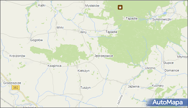 mapa Jędrzejowice gmina Dzierżoniów, Jędrzejowice gmina Dzierżoniów na mapie Targeo