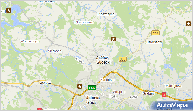 mapa Jeżów Sudecki, Jeżów Sudecki na mapie Targeo