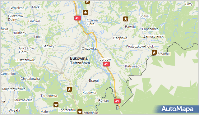 mapa Jurgów, Jurgów na mapie Targeo