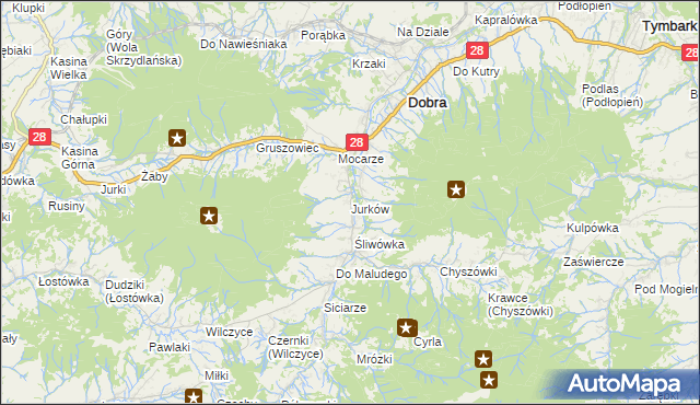 mapa Jurków gmina Dobra, Jurków gmina Dobra na mapie Targeo