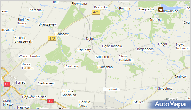 mapa Kobierno gmina Opatówek, Kobierno gmina Opatówek na mapie Targeo