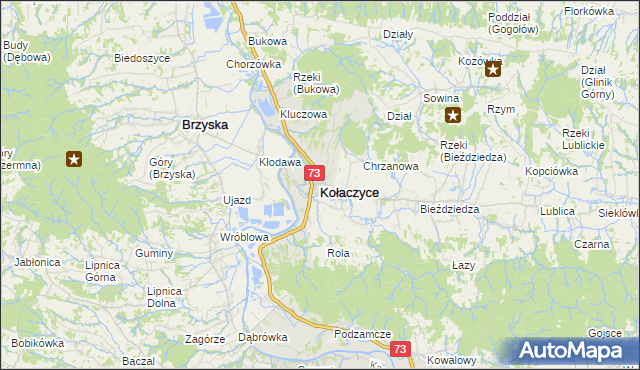 mapa Kołaczyce, Kołaczyce na mapie Targeo