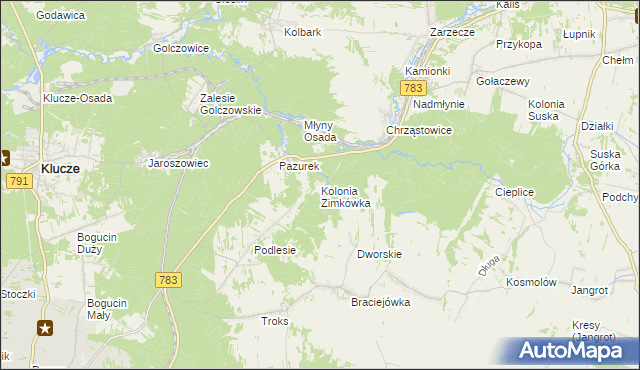 mapa Kolonia Zimkówka, Kolonia Zimkówka na mapie Targeo