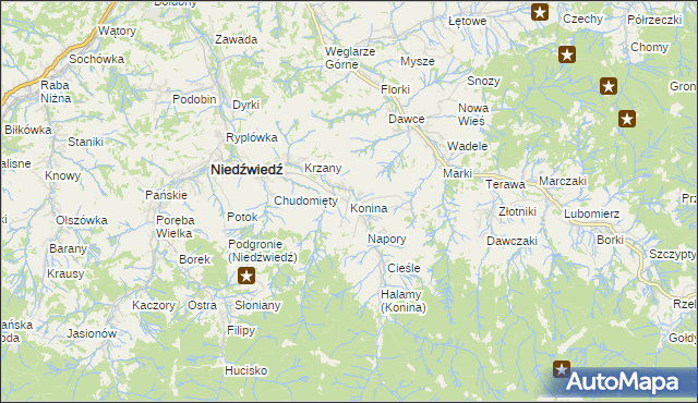 mapa Konina, Konina na mapie Targeo
