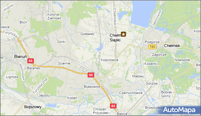 mapa Kopciowice, Kopciowice na mapie Targeo