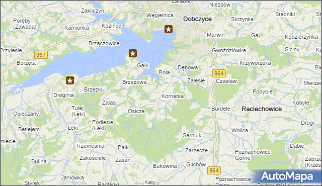 mapa Kornatka gmina Dobczyce, Kornatka gmina Dobczyce na mapie Targeo