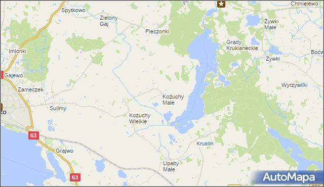 mapa Kożuchy Małe, Kożuchy Małe na mapie Targeo