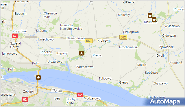 mapa Krępa gmina Dobrzyń nad Wisłą, Krępa gmina Dobrzyń nad Wisłą na mapie Targeo