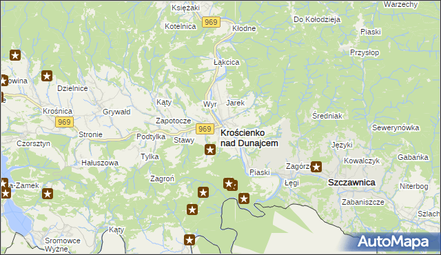 mapa Krościenko nad Dunajcem, Krościenko nad Dunajcem na mapie Targeo