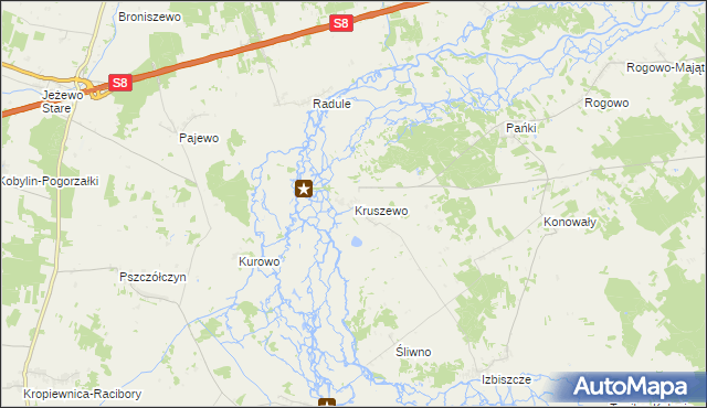 mapa Kruszewo gmina Choroszcz, Kruszewo gmina Choroszcz na mapie Targeo