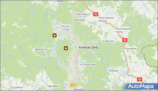 mapa Krynica-Zdrój, Krynica-Zdrój na mapie Targeo