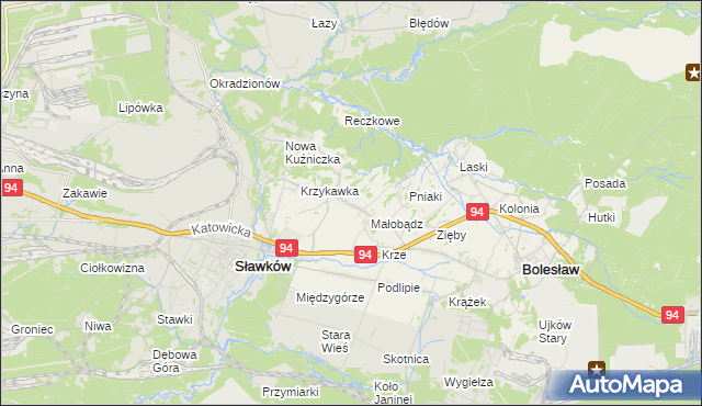 mapa Krzykawa, Krzykawa na mapie Targeo